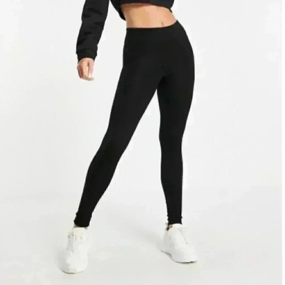 NWT Topshop Full Length Heavy Weight Legging With Deep Waistband In Black - Picture 1 of 6